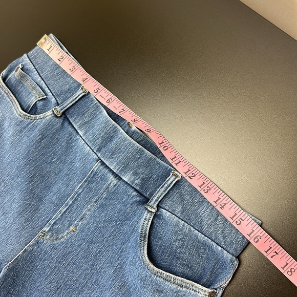 LL Bean Denim Stretch Pull On Straight Leg Jeans Size Medium Regular High Rise - Picture 10 of 14